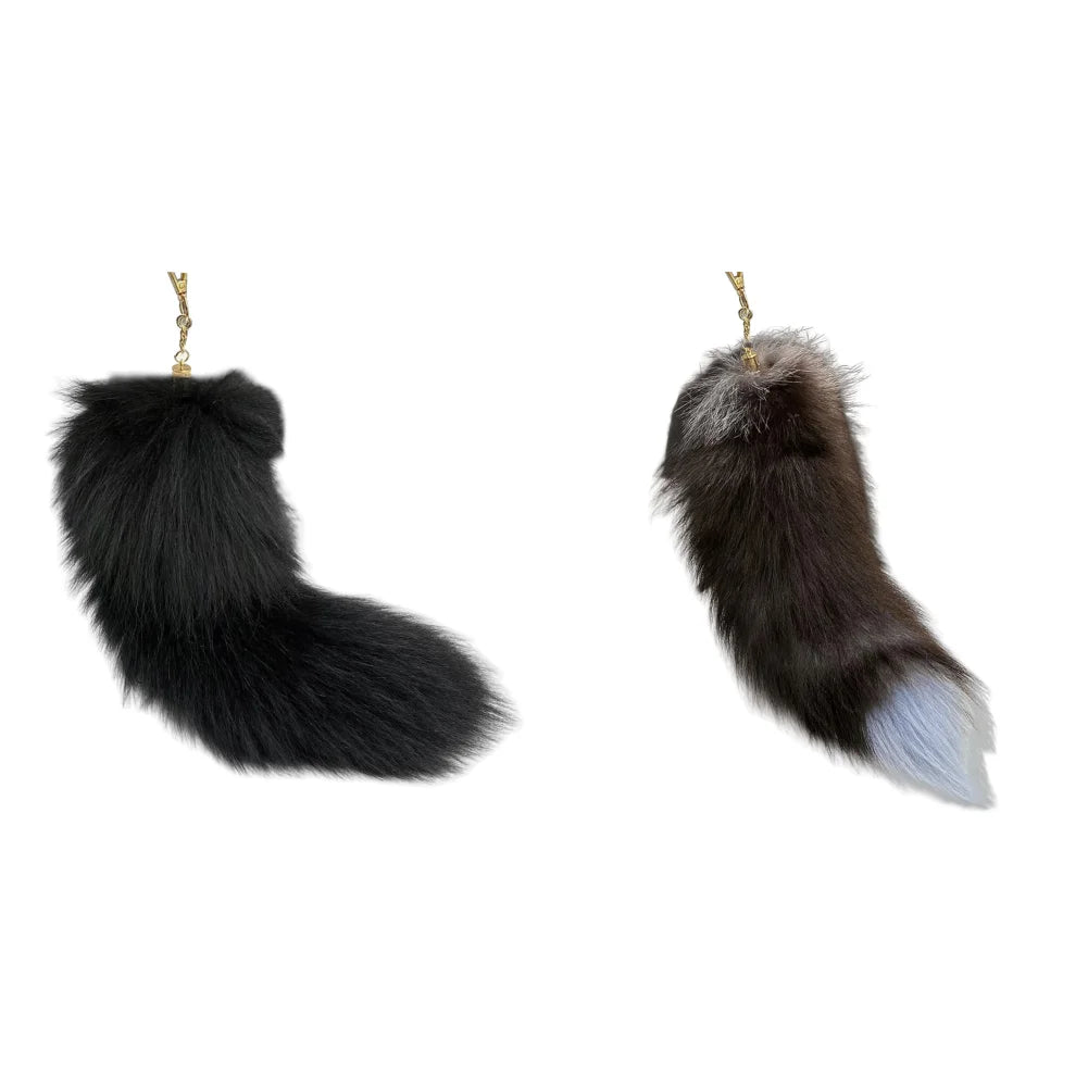 Huge Fluffy Faux Fur Fox Tail Keychain Therian Tail Fox Tail Keychain Cute Animal Tail Keychain Cosplay Tail Gift for Women Girl