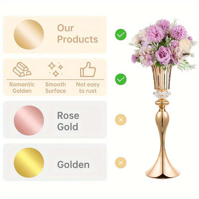 Flower Metal Crystal Stands Vases