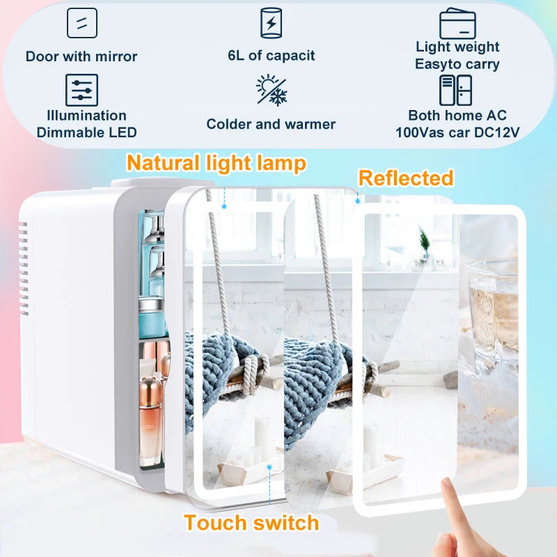 Hot and cold storage portable LED mini refrigerator