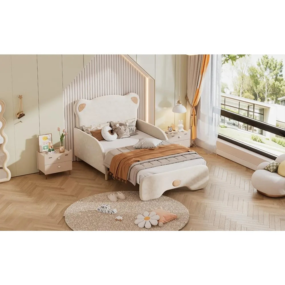 Bear Shaped Headboard Bed Frame Twin XL Size Upholstered Sofa Bed