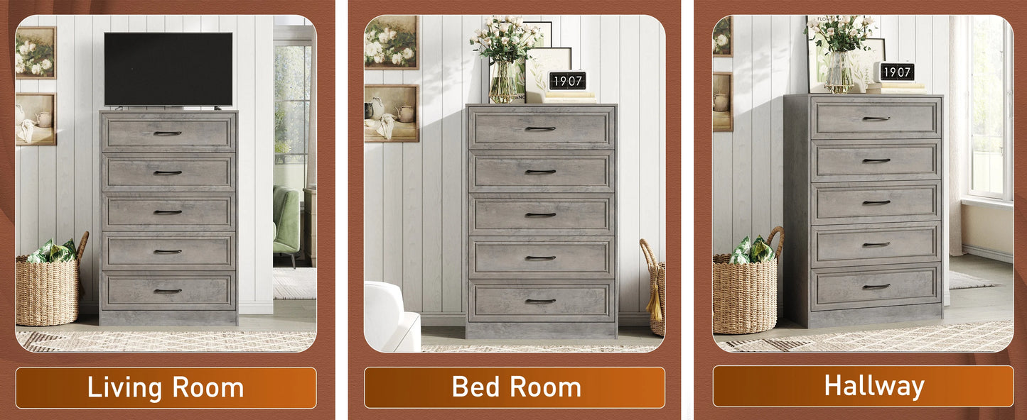 Wooden Chest Drawers with Metal Handles for the Bedroom