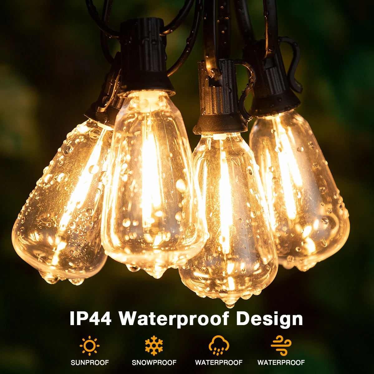 Patio String Garland LED Lights Connectable Waterproof Plastic Bulb
