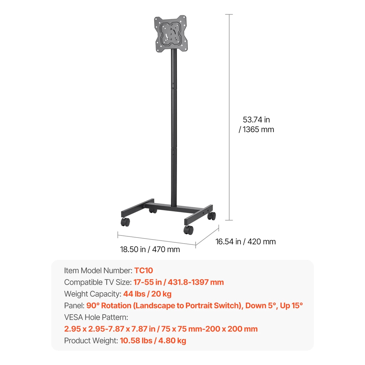 TV Stand with Wheels for Living Room
