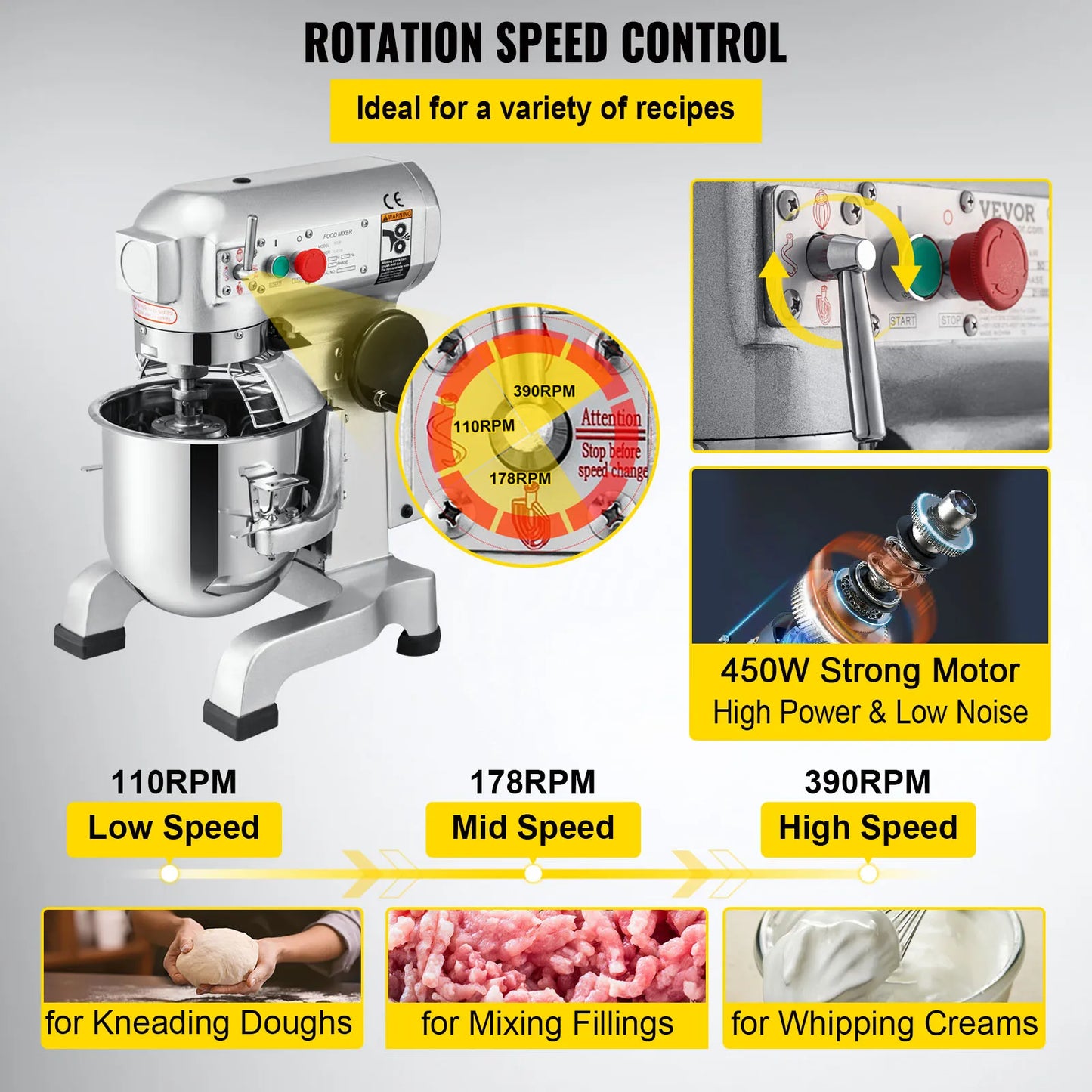 Electric Stainless Steel Commercial Mix Dough Machine Processor