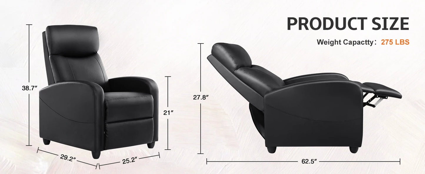 Recliner Chair Massage Sofa Fabric Theater Lumbar Support