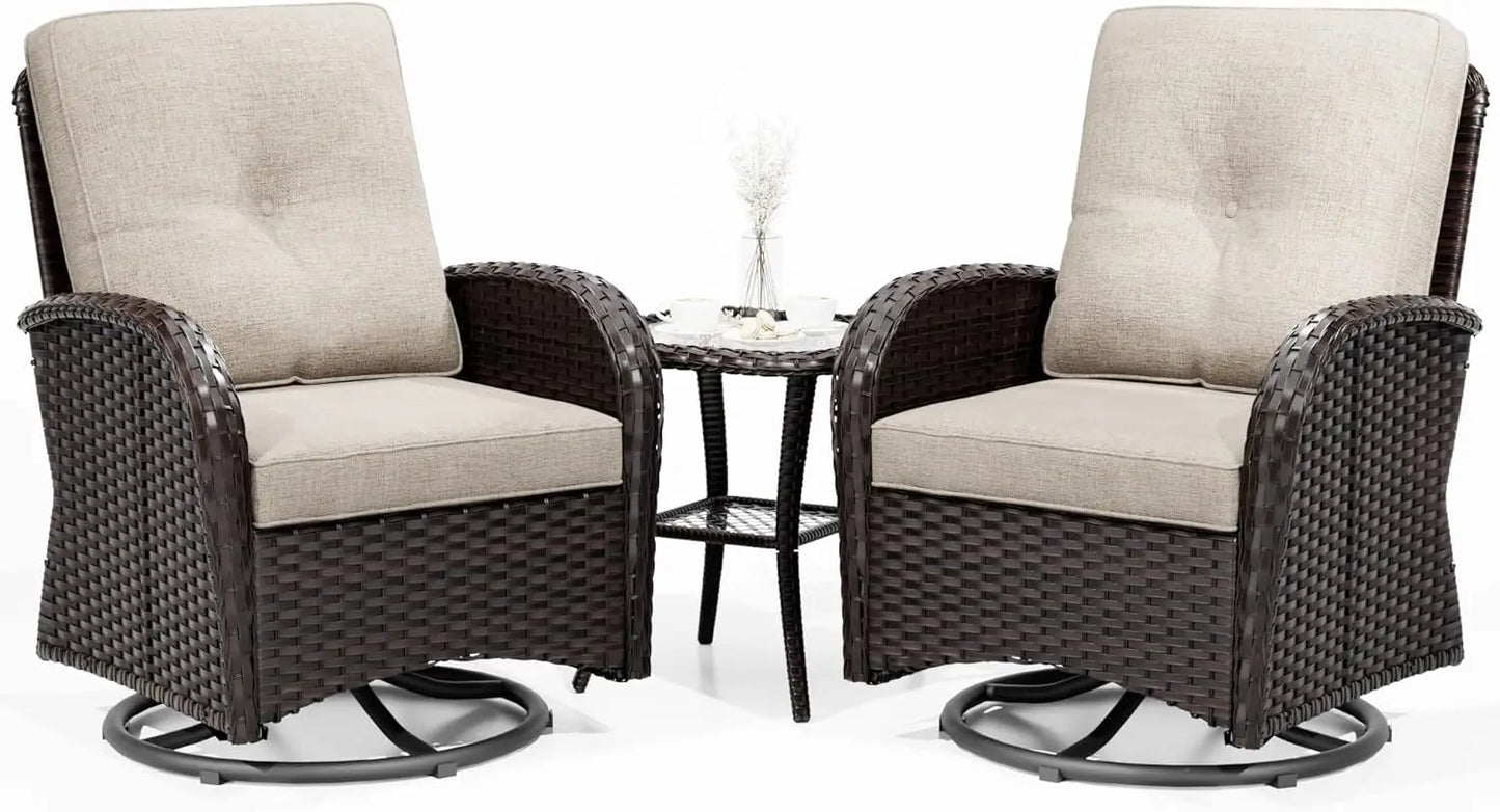 Patio Furniture Set with Thick Cushion and Ottoman