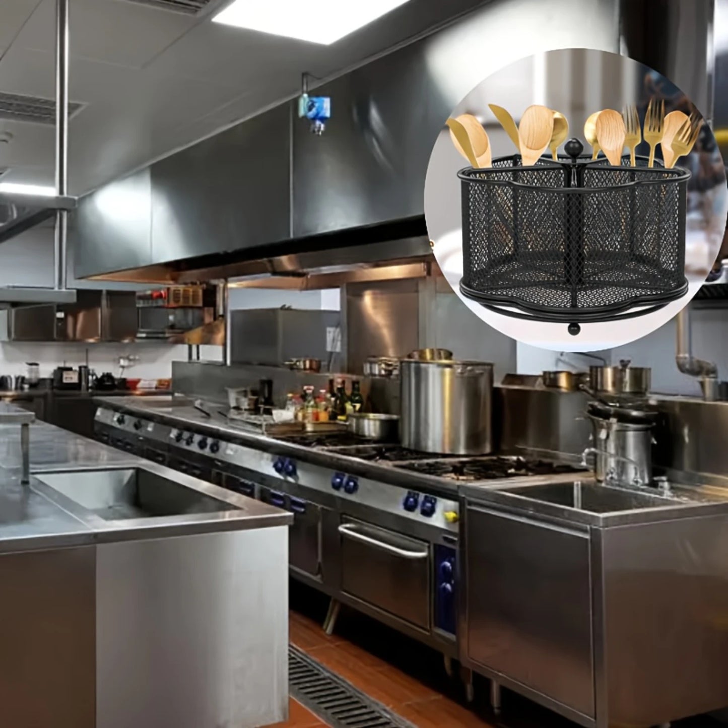 Iron Utensil Holder with ° Spin - Stylish Plaid Kitchen Organizer