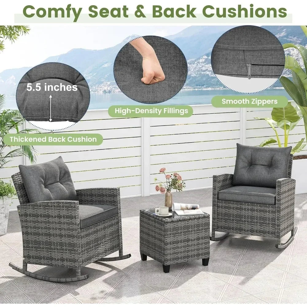 3 Piece Patio Furniture - Rocking Bistro Set