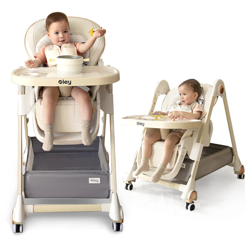 Adjustable Height Baby High Chair with Removable Seat and Tray