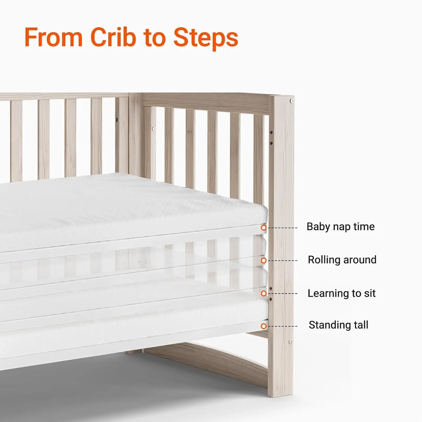 Baby Convertible Crib With Removable Wheels