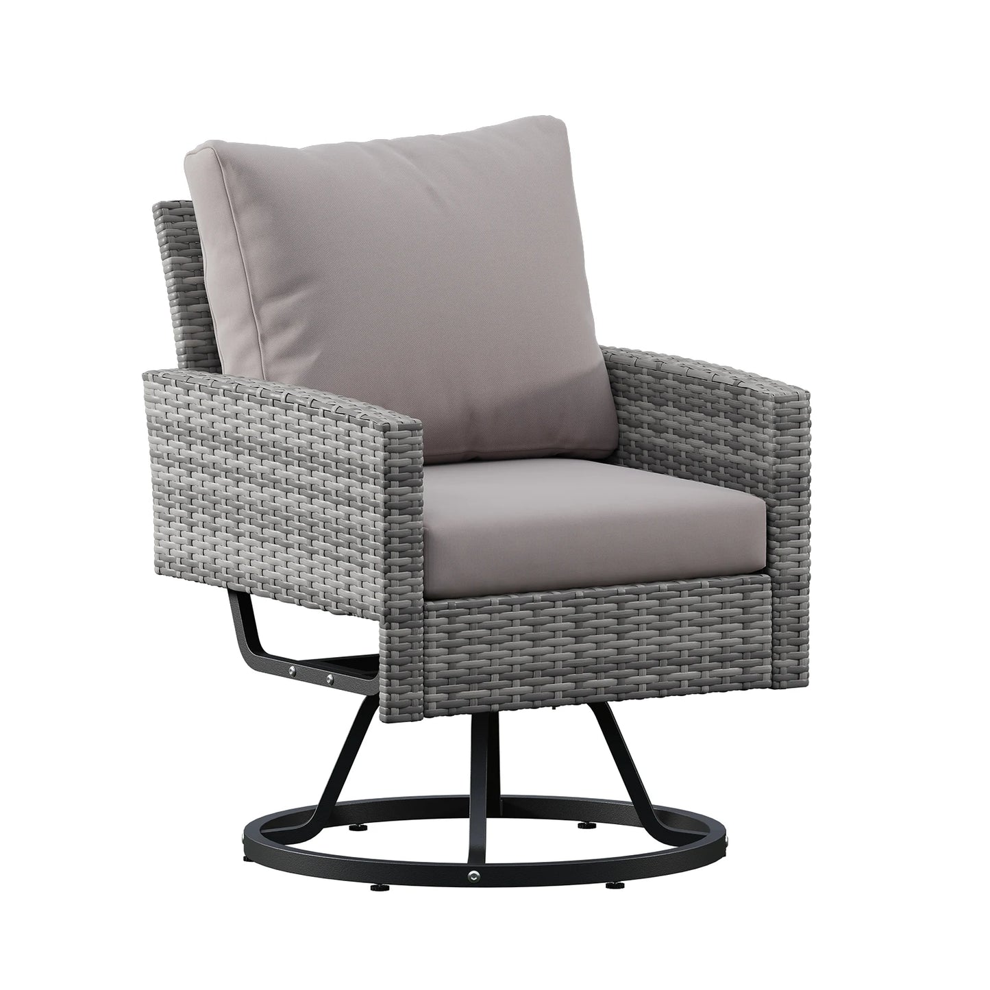 Wicker Patio Furniture Ottoman & Tempered Glass Side Table Set