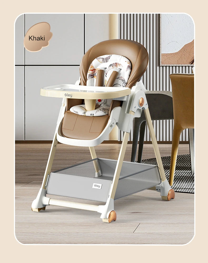 Adjustable Height Baby High Chair with Removable Seat and Tray