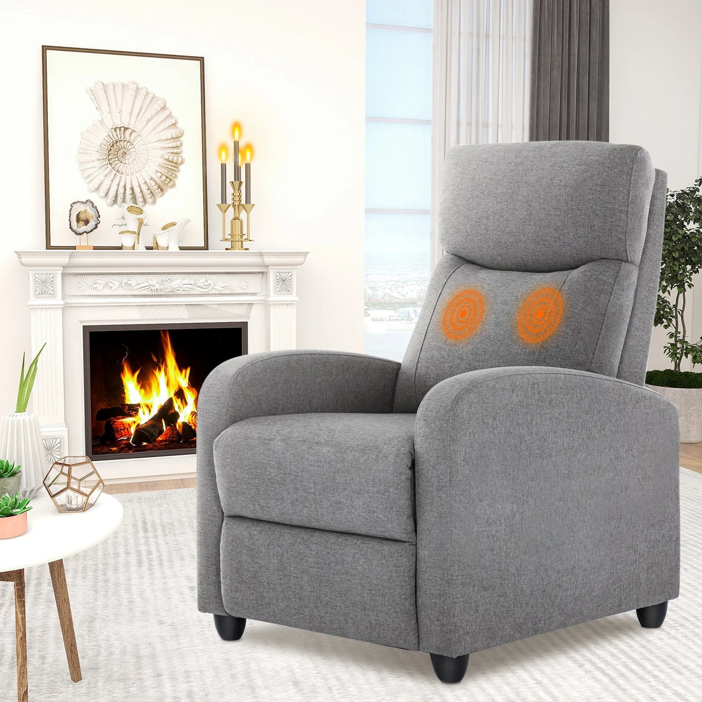 Recliner Chair Massage Sofa Fabric Theater Lumbar Support