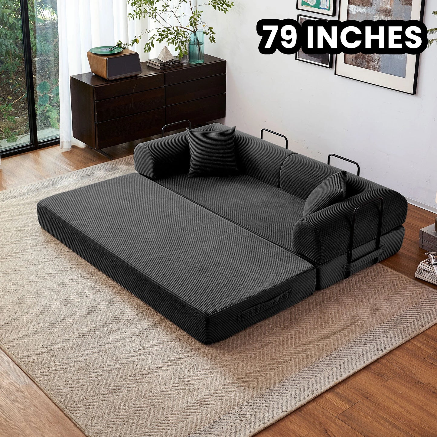 Boneless Couch Foldable Convertible Futon Sleeper Sofa Bed