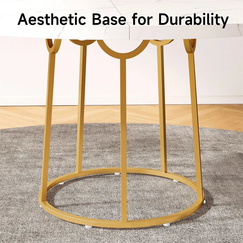 Round Dining Table with Marble Pattern