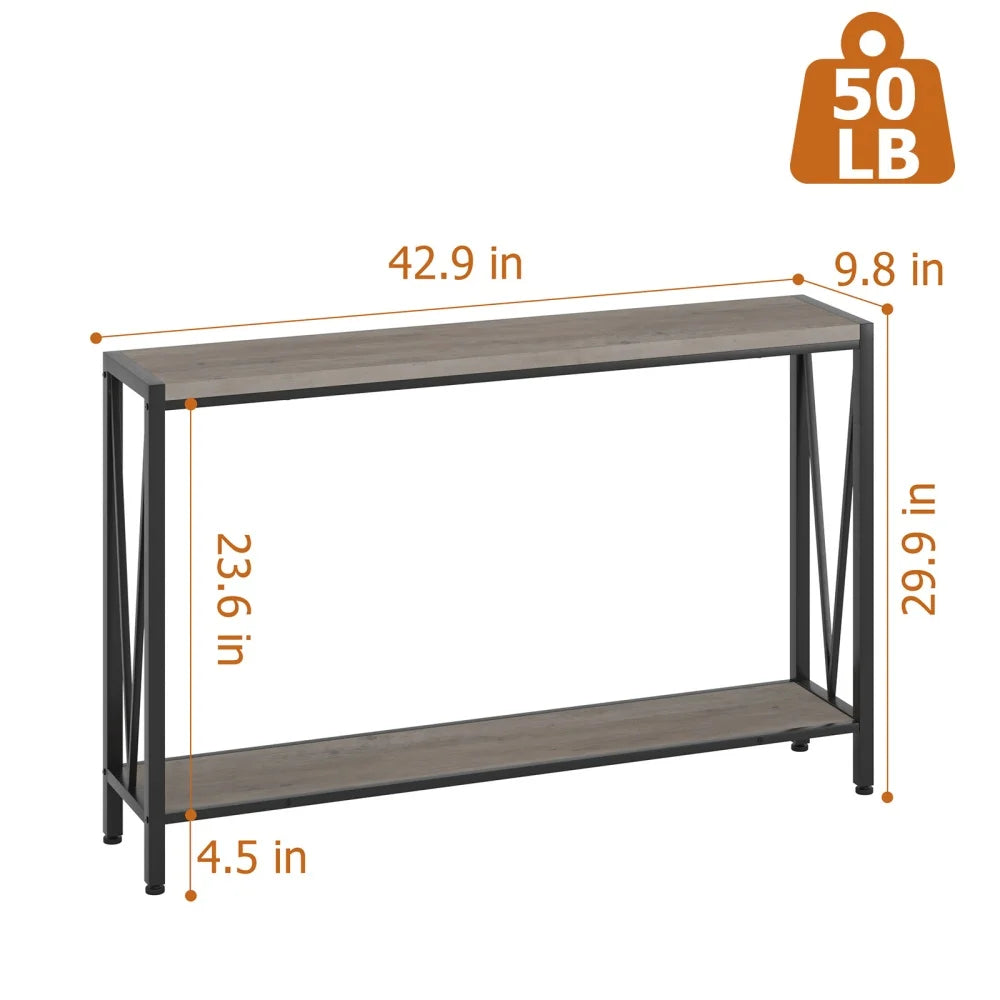Industrial Console Table Entryway Table with Storage