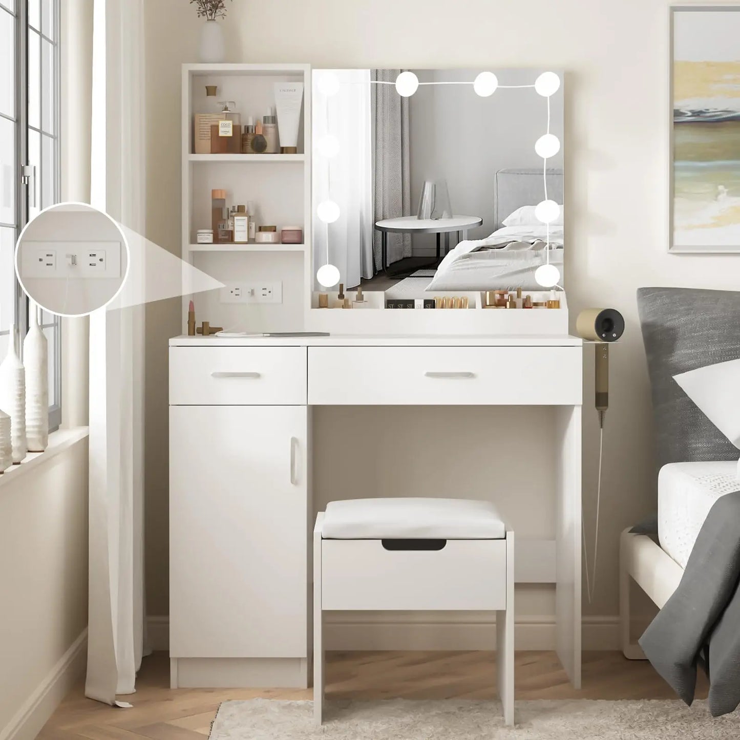 Makeup Vanity Desk w/Mirror Lights
