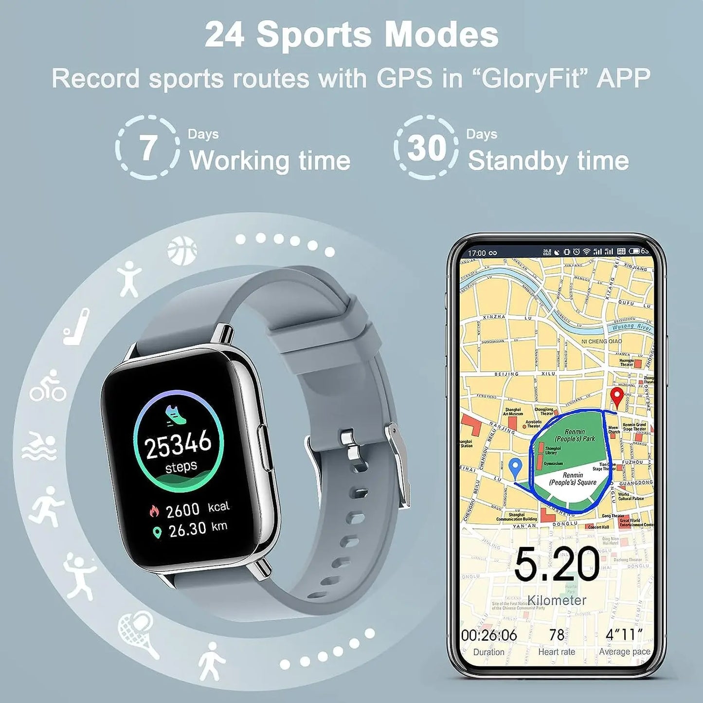 Fitness Watch Heart Rate Monitor/Pedometer/Sleep Monitor.