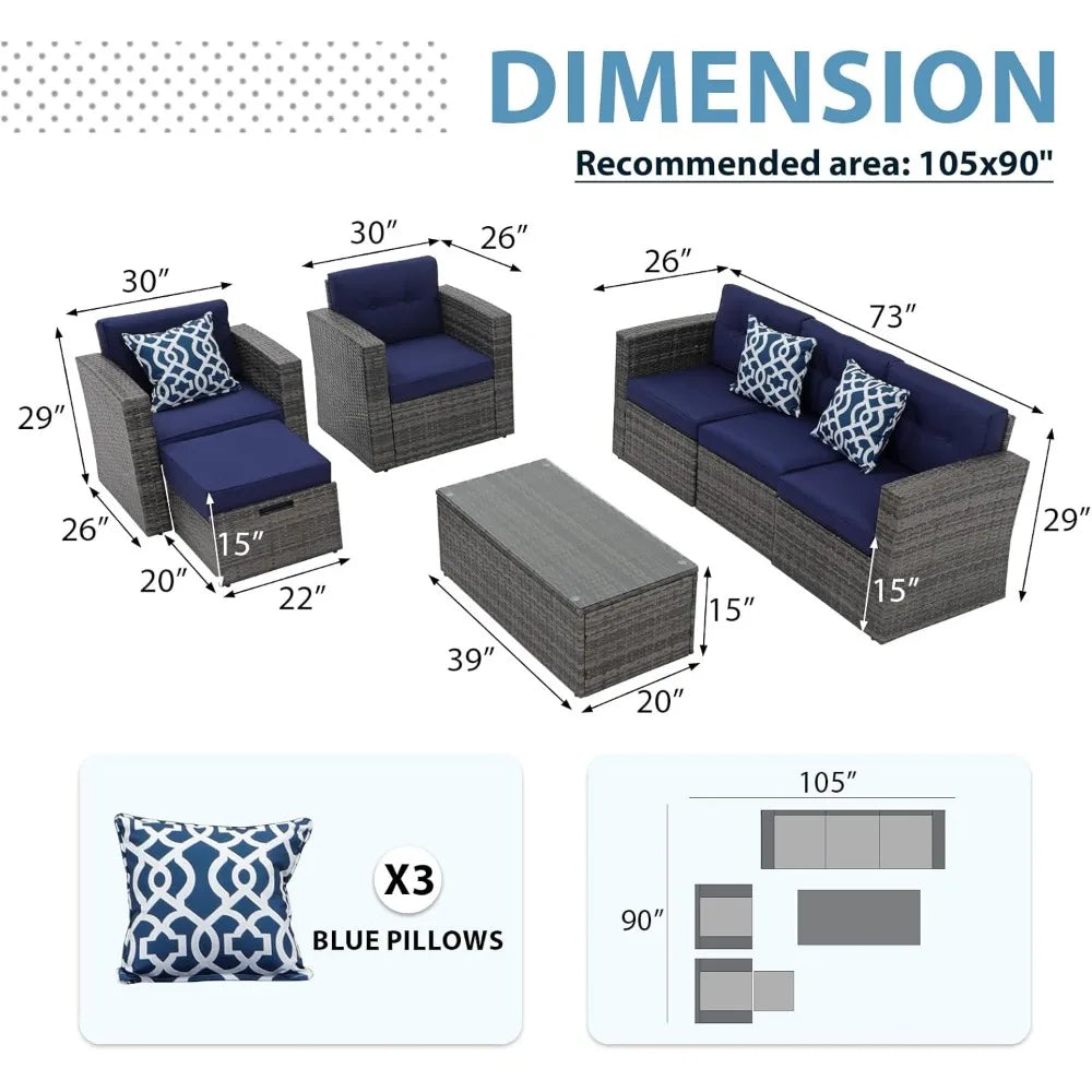 All-Weather PE Wicker Outdoor Sectional Sofa with Ottoman