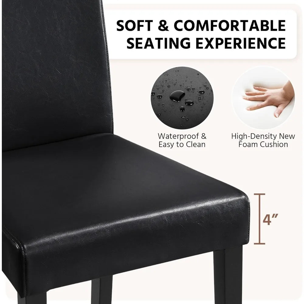 Dining Chairs Set of Faux Leather and Rubberwood Legs and Padded Seat
