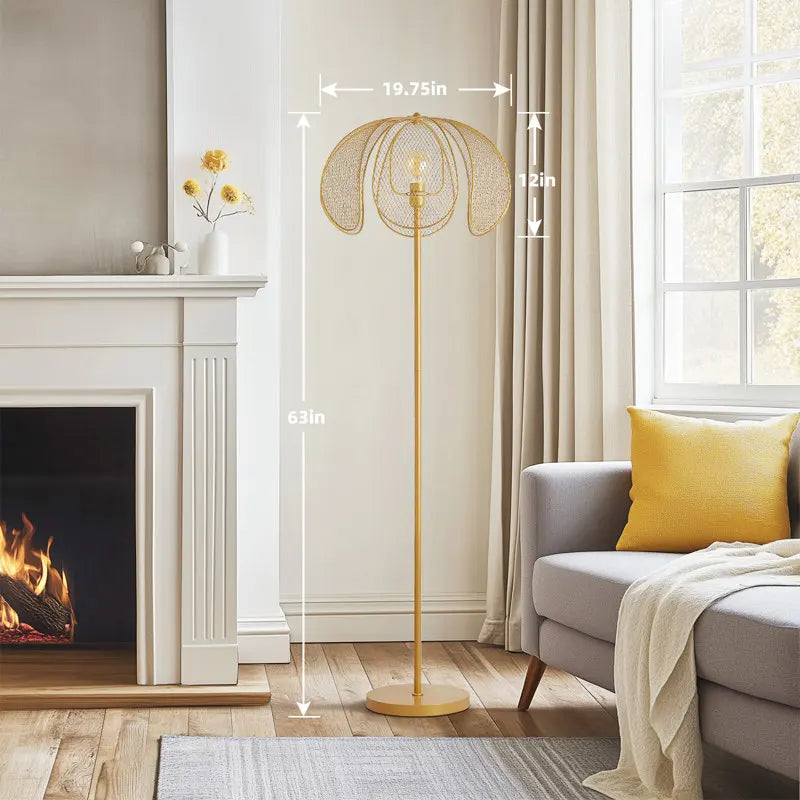 Gold Metal Petal Aesthetic Floor Lamp