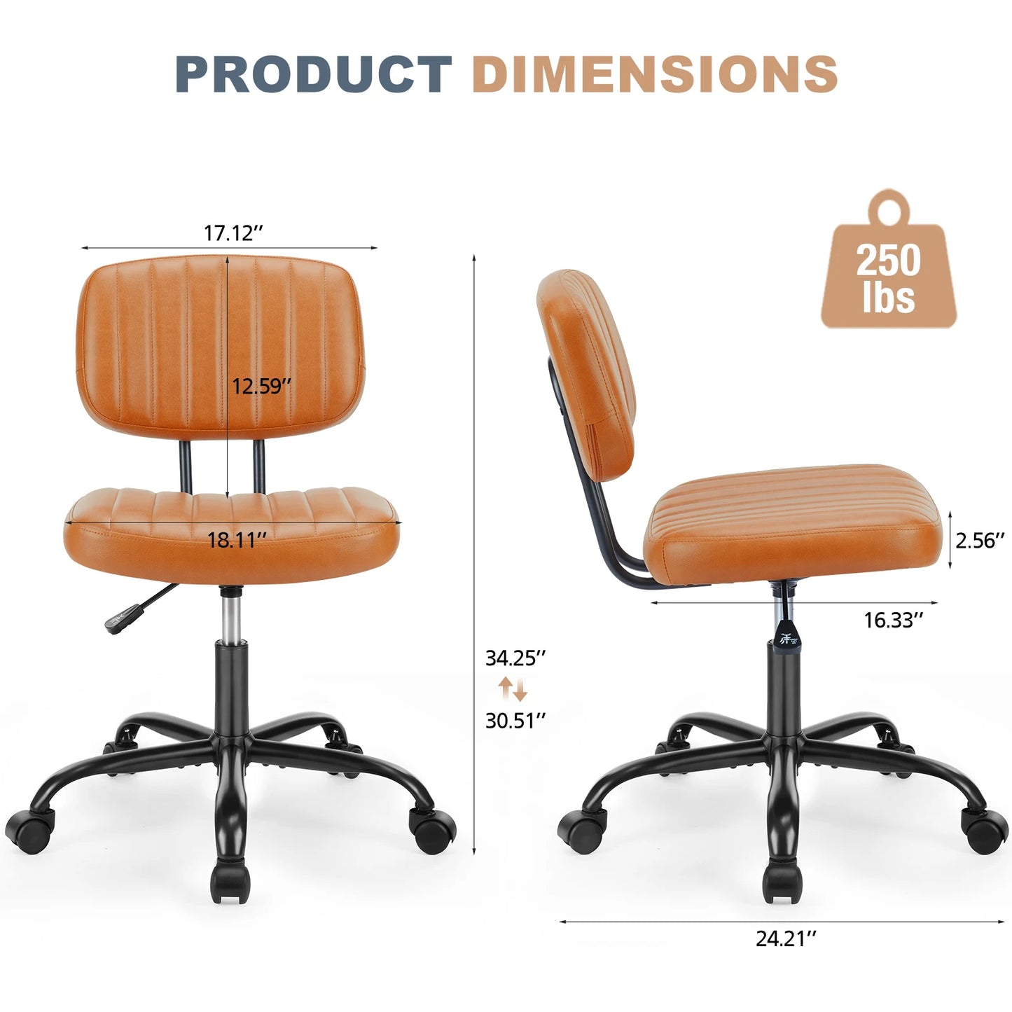 Armless Office Desk Chair
