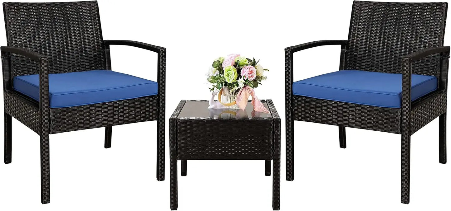 Outdoor Patio Furniture Conversation Set with Soft Cushion