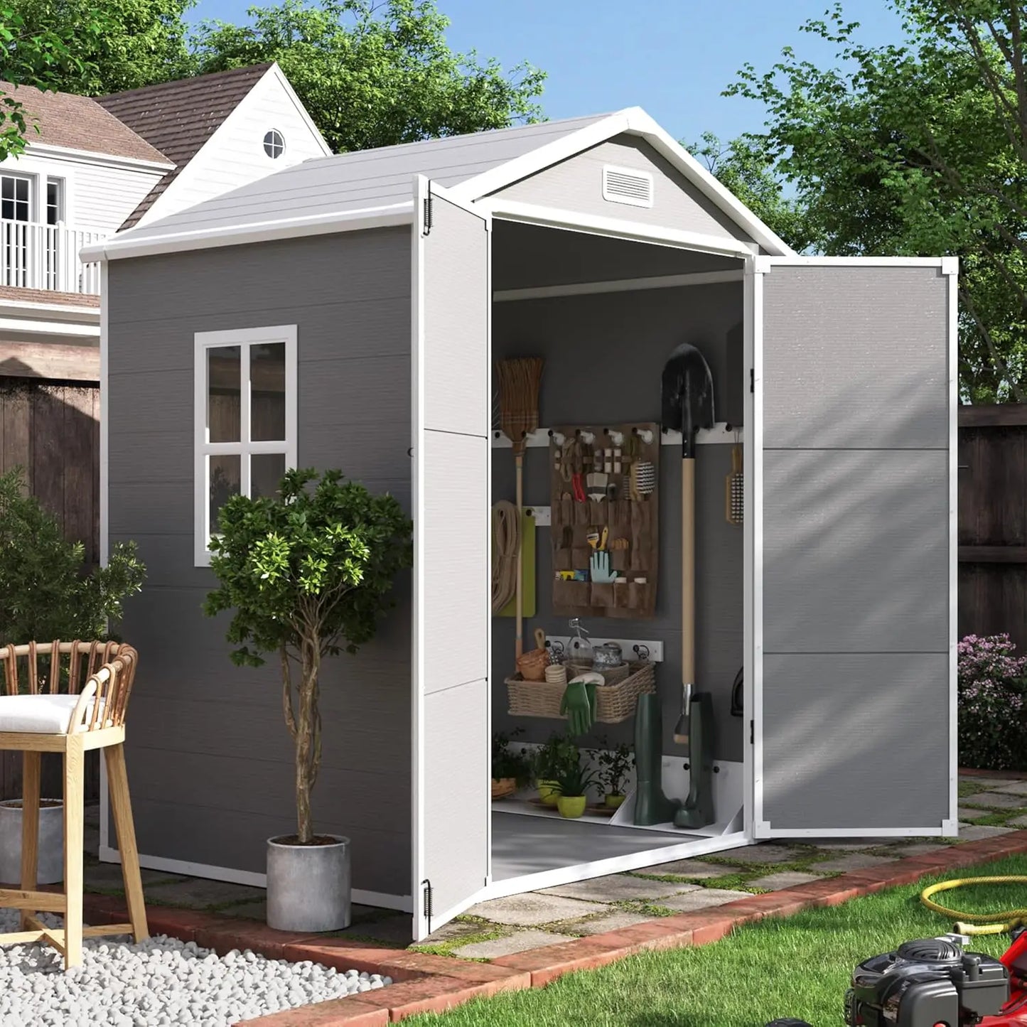 Outdoor Resin Plastic Garden Shed with Lockable Door