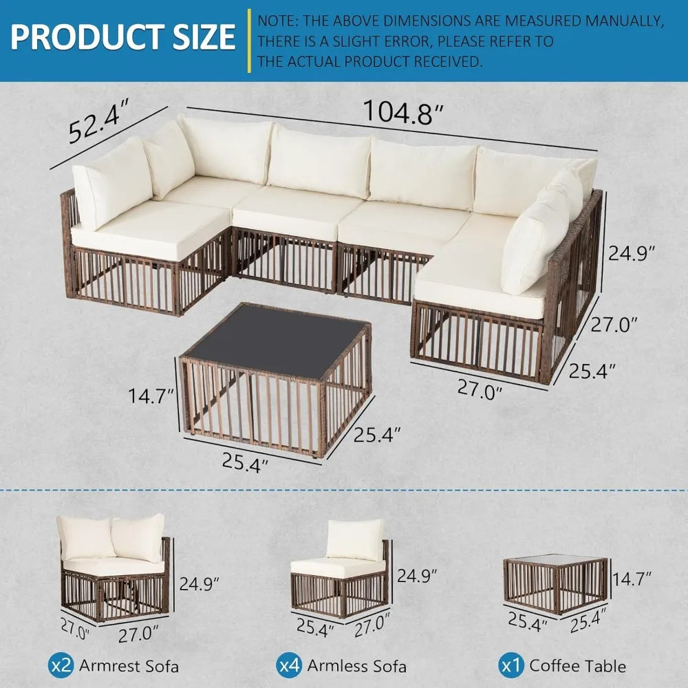 Outdoor Patio Furniture Set with Adjustable Backrest Sofa