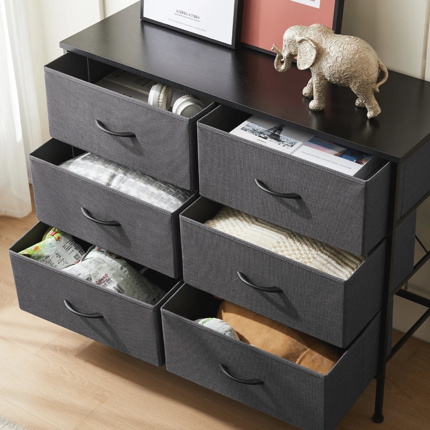 Bedroom Fabric Drawers Nightstand