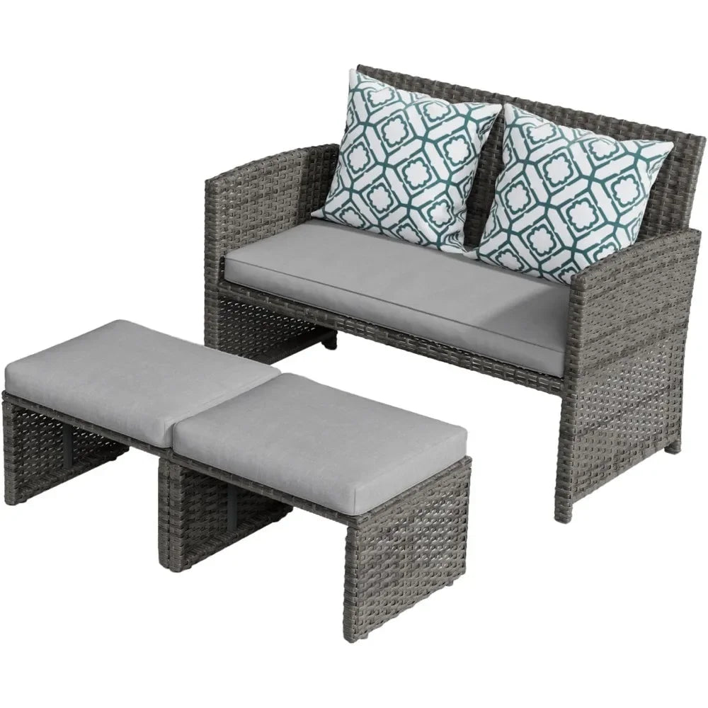 Patio Furniture Set with Ottomans