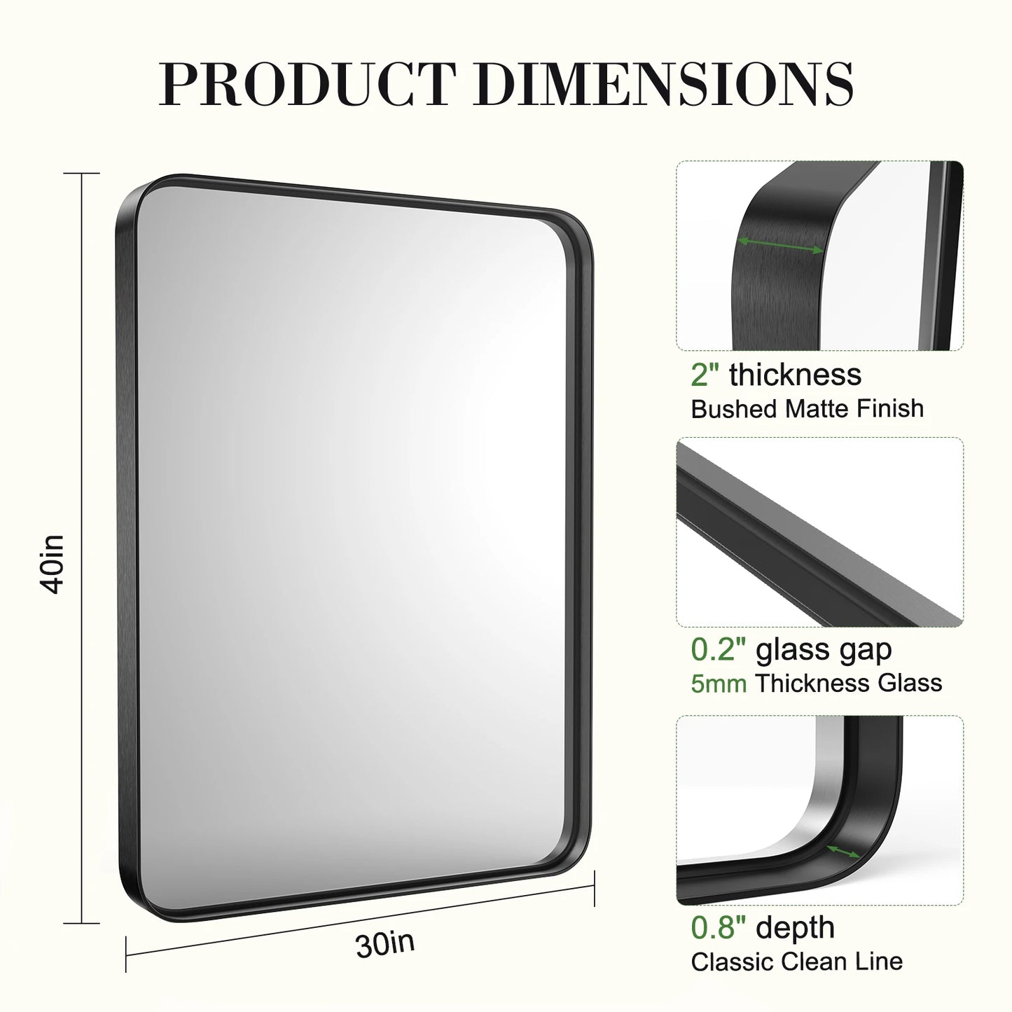 Large Rectangle Vanity Framed Mirror