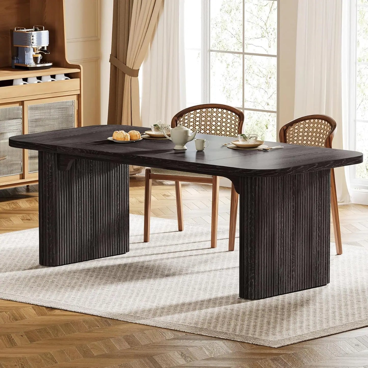 Modern Dining Table with Double Robust Pedestal