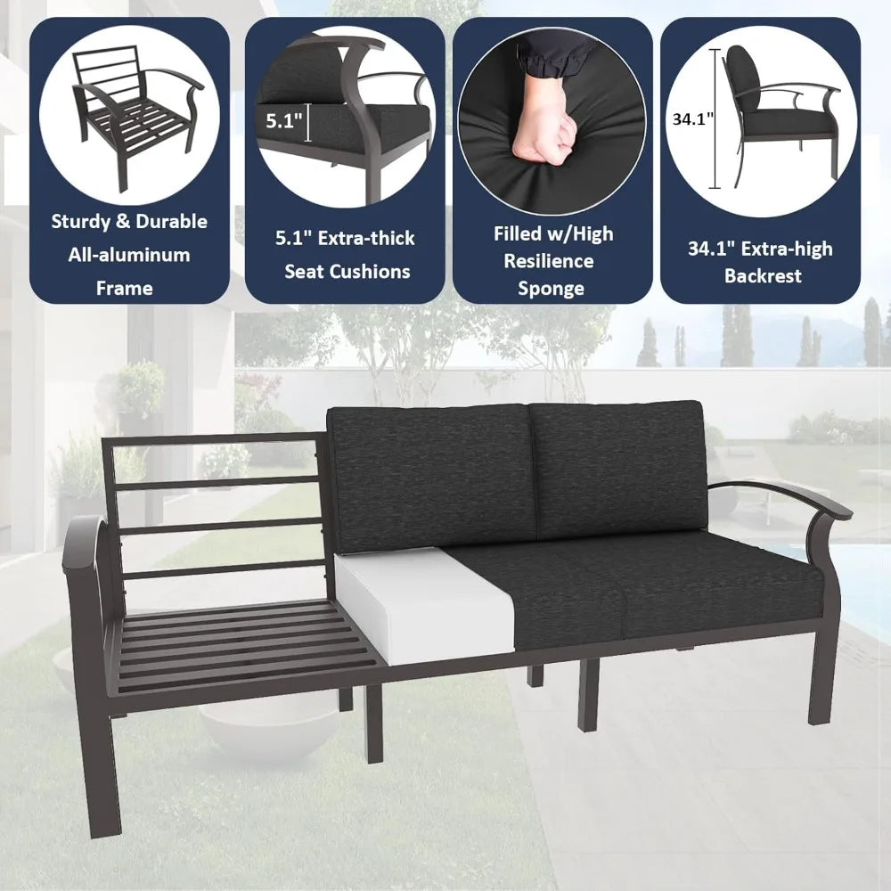Aluminum Patio Furniture Set with 2 Swivel Chairs
