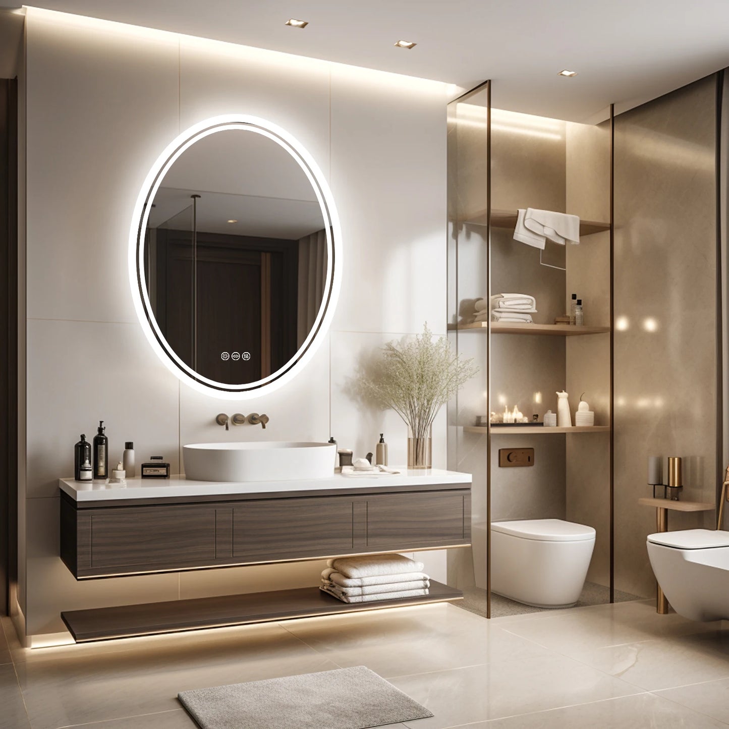 Backlit Round Vanity Mirror with Dimmable Lights