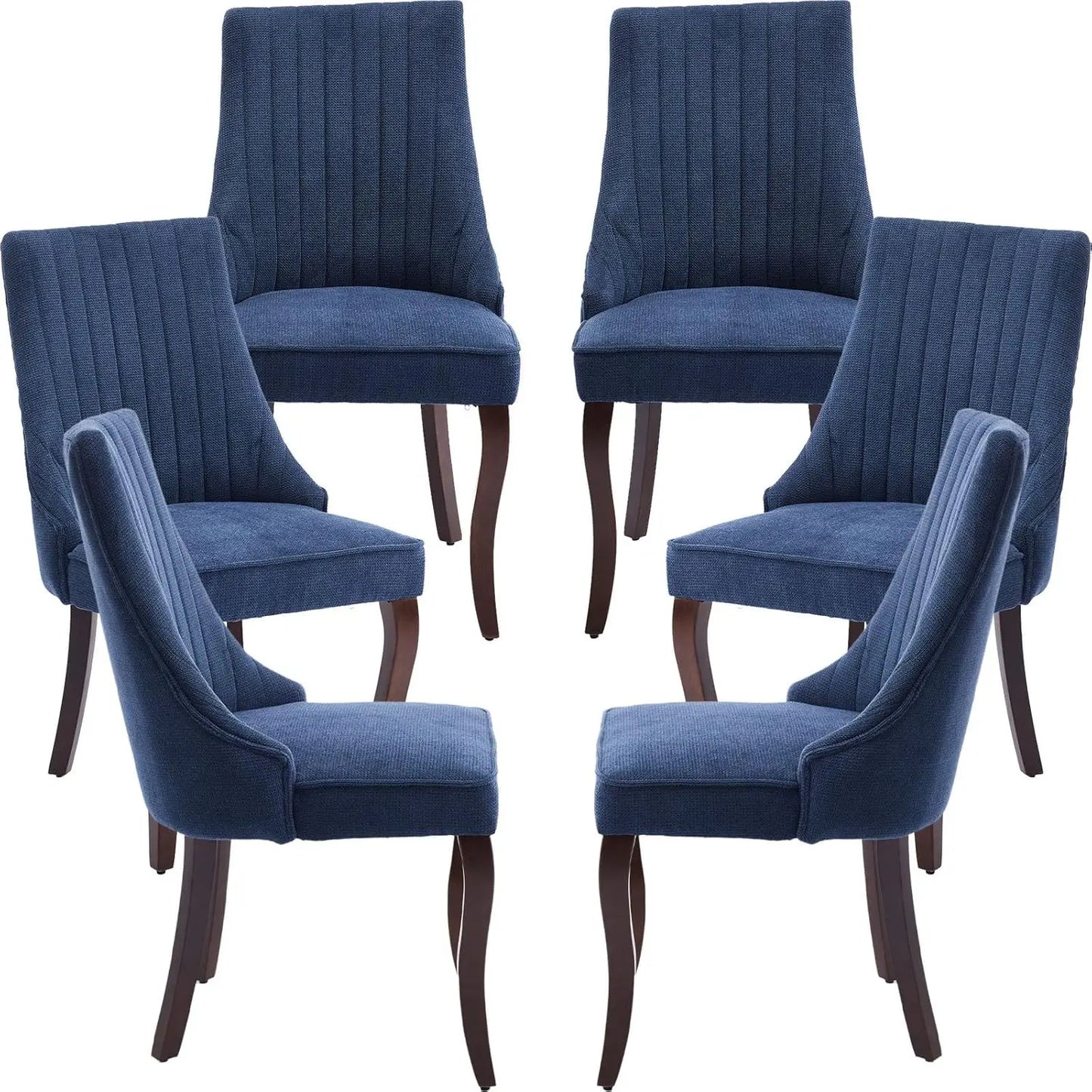 Velvet Upholstered Dining Chairs Set of 6 Mid Century