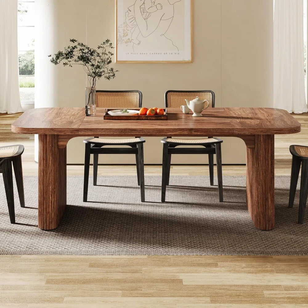 Modern Dining Table with Double Robust Pedestal