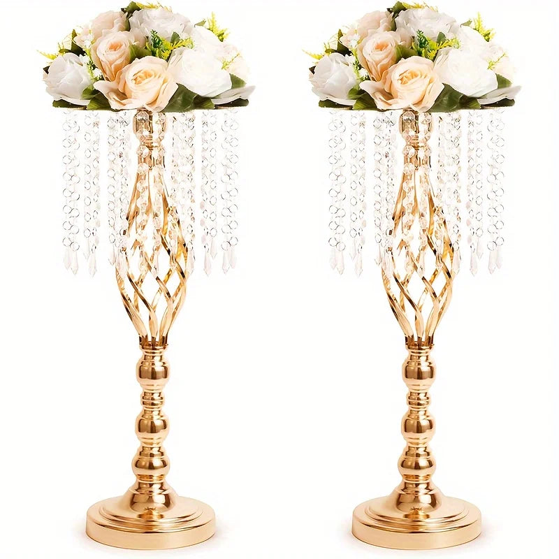 Crystal Flower Stand with Metal Flower Vase