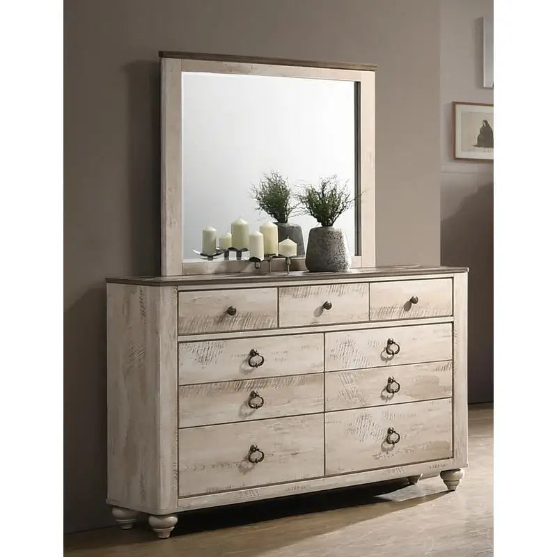 Contemporary White Wash Finish Sleigh Bedroom Set