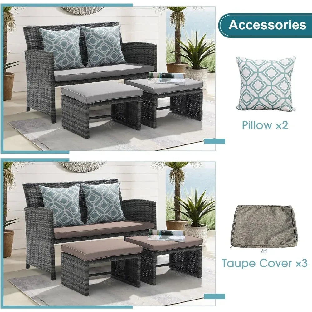 Patio Furniture Set with Ottomans