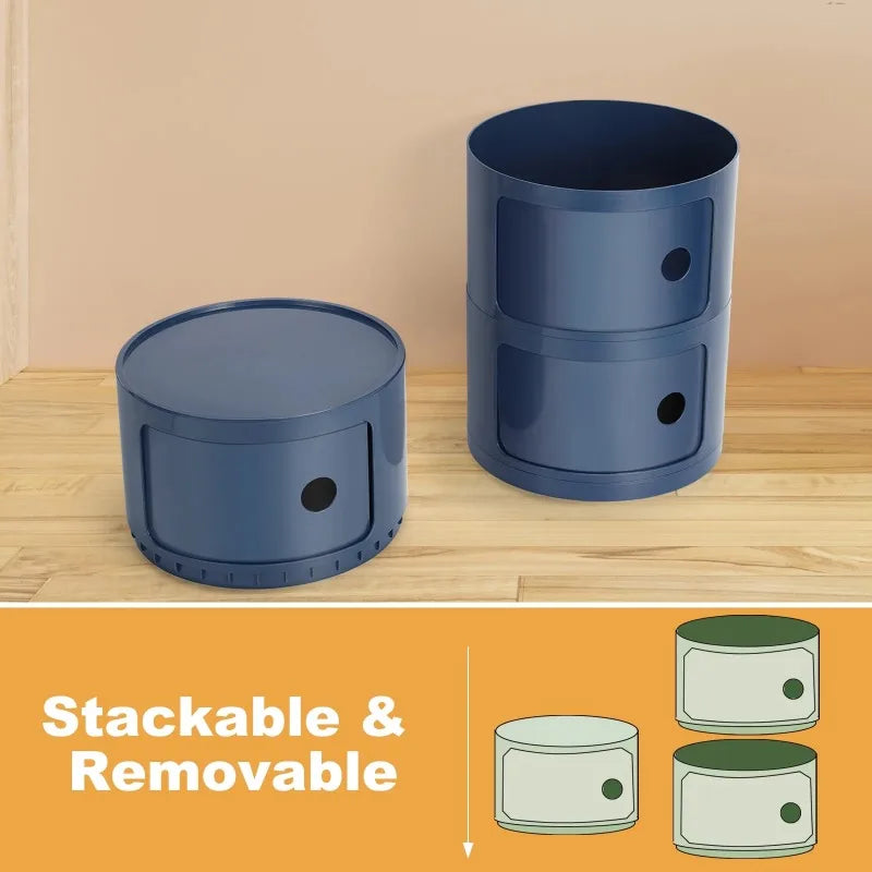 Round Bedside Nightstand Storage Unit