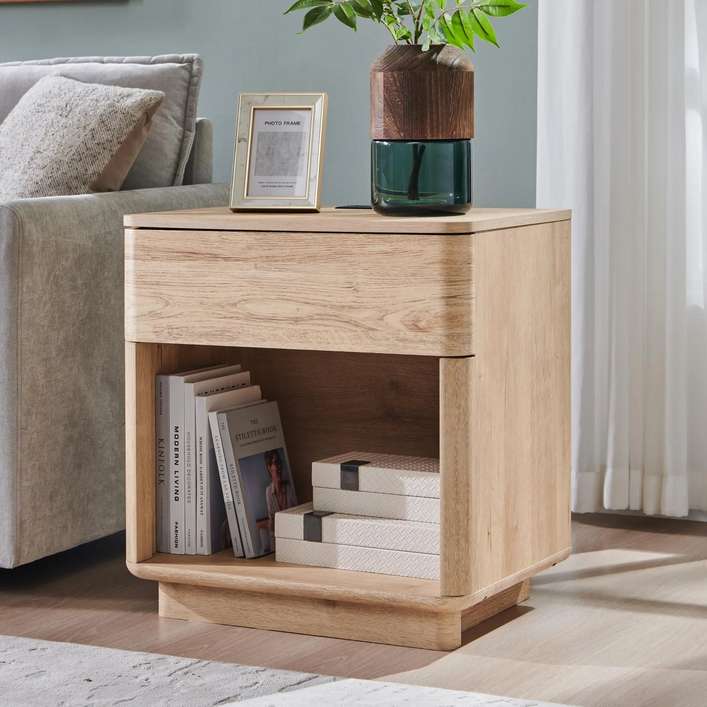 Modern Nightstand with Charging Station