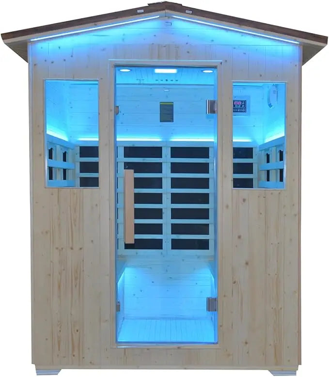 Outdoor Infrared Sauna - Wooden Large Sauna with Heaters Panels