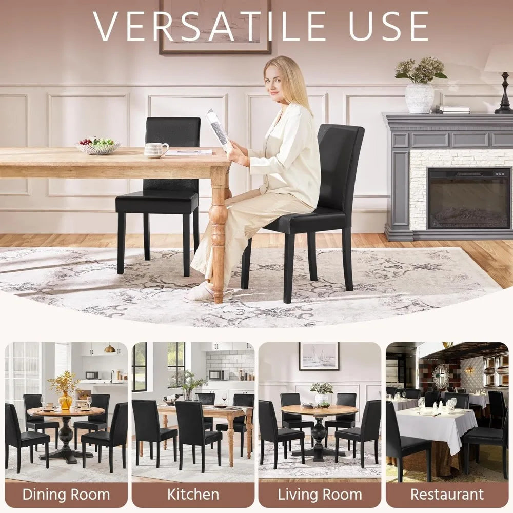 Dining Chairs Set of Faux Leather and Rubberwood Legs and Padded Seat