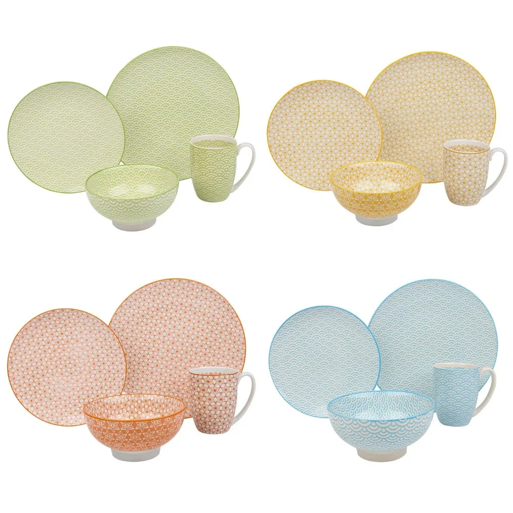 Tableware Porcelain Multi-Color Japanese-Style Dinnerware Set