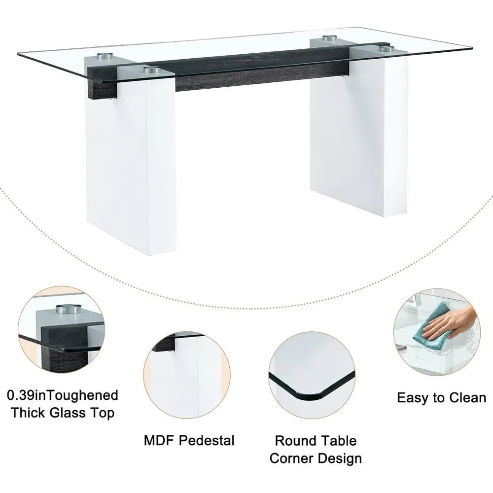 Dining Table Set with Tempered Glass Top
