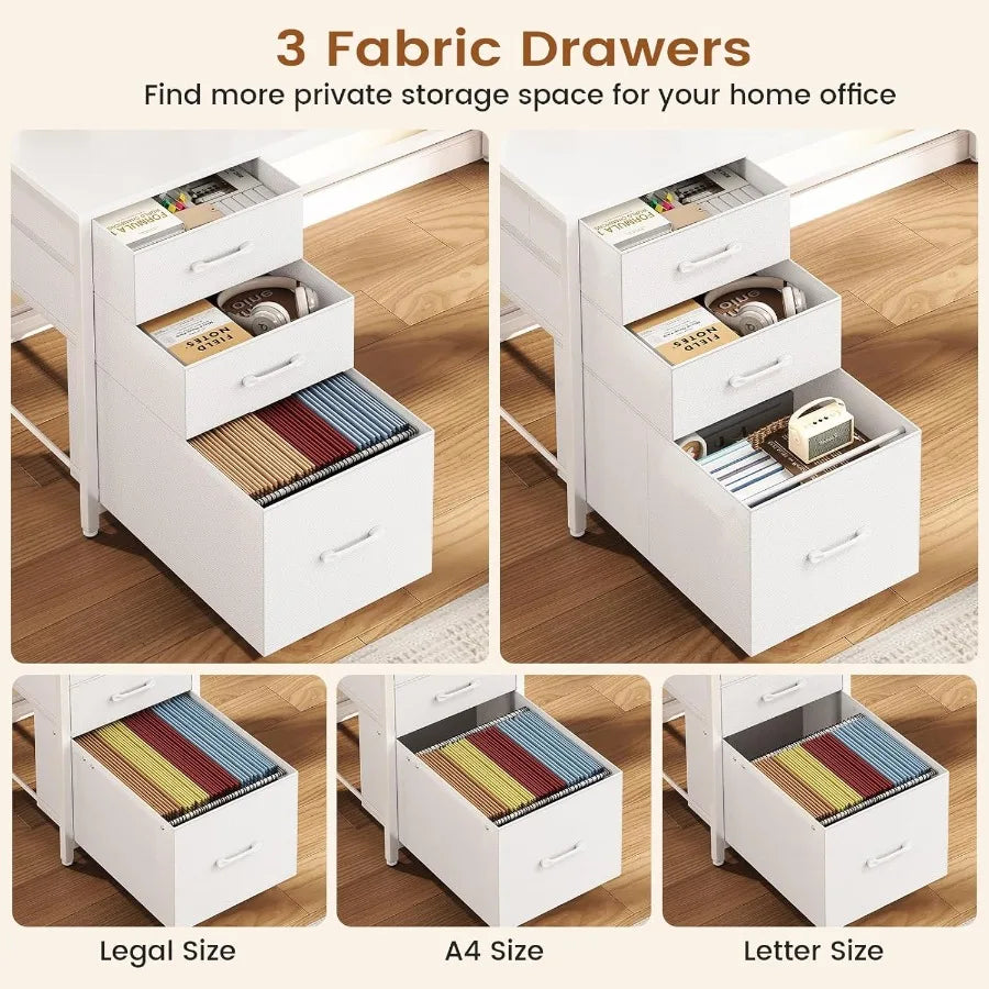 Corner Computer Desk with Storage Drawers
