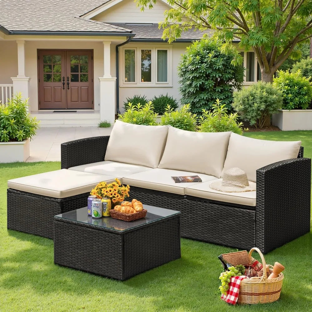 All-Weather Outdoor PE Wicker Rattan Patio Sofa