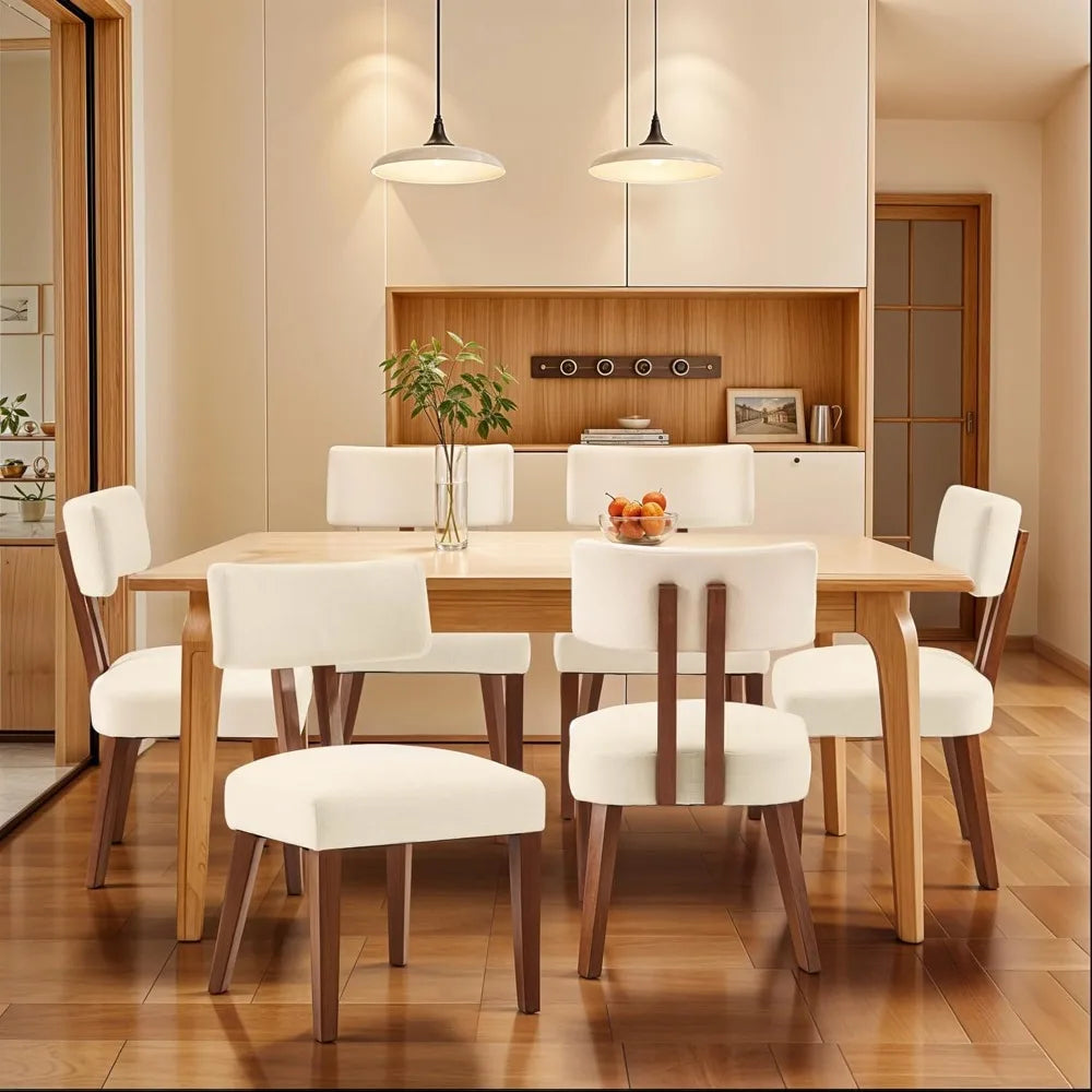 Mid Century Modern Dining Chairs Set with Curved Backrest