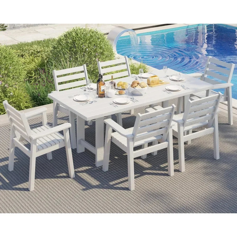 Outdoor Dining Table Set with Umbrella Hole
